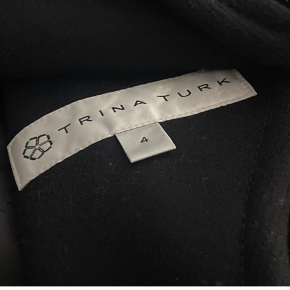 Trina Turk Black Asymmetrical Trench Coat - Picture 9 of 9